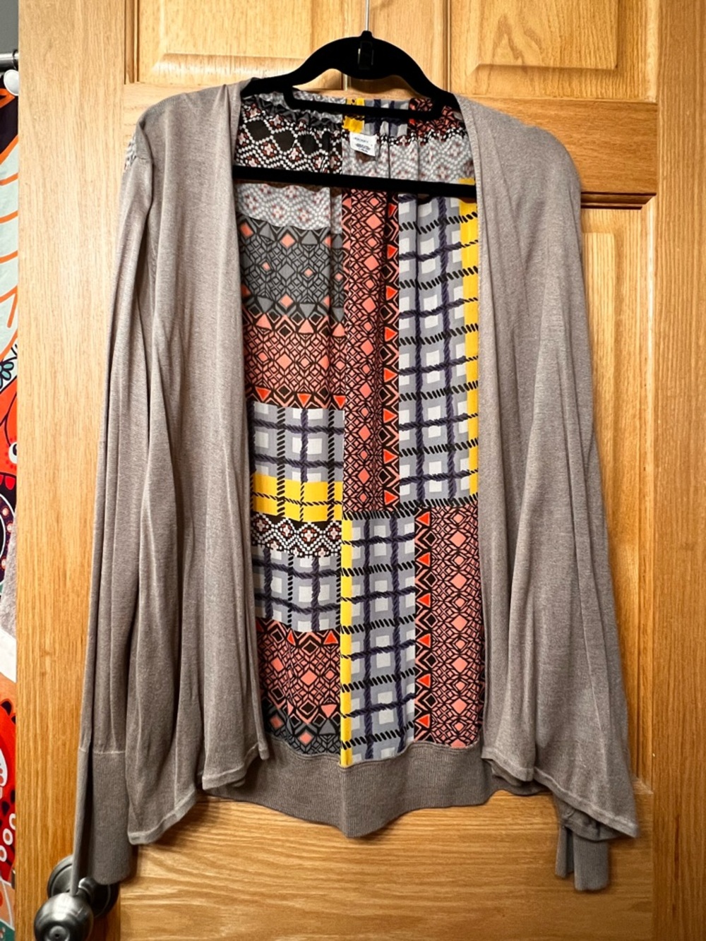 Jockey Neutral Taupe Open-Front Women's Cardigan with Patterned Back